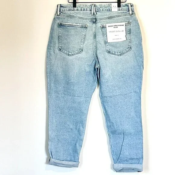 NWT Good American Good Girlfriend High Light Wash Blue Jeans - Size 12 / 31